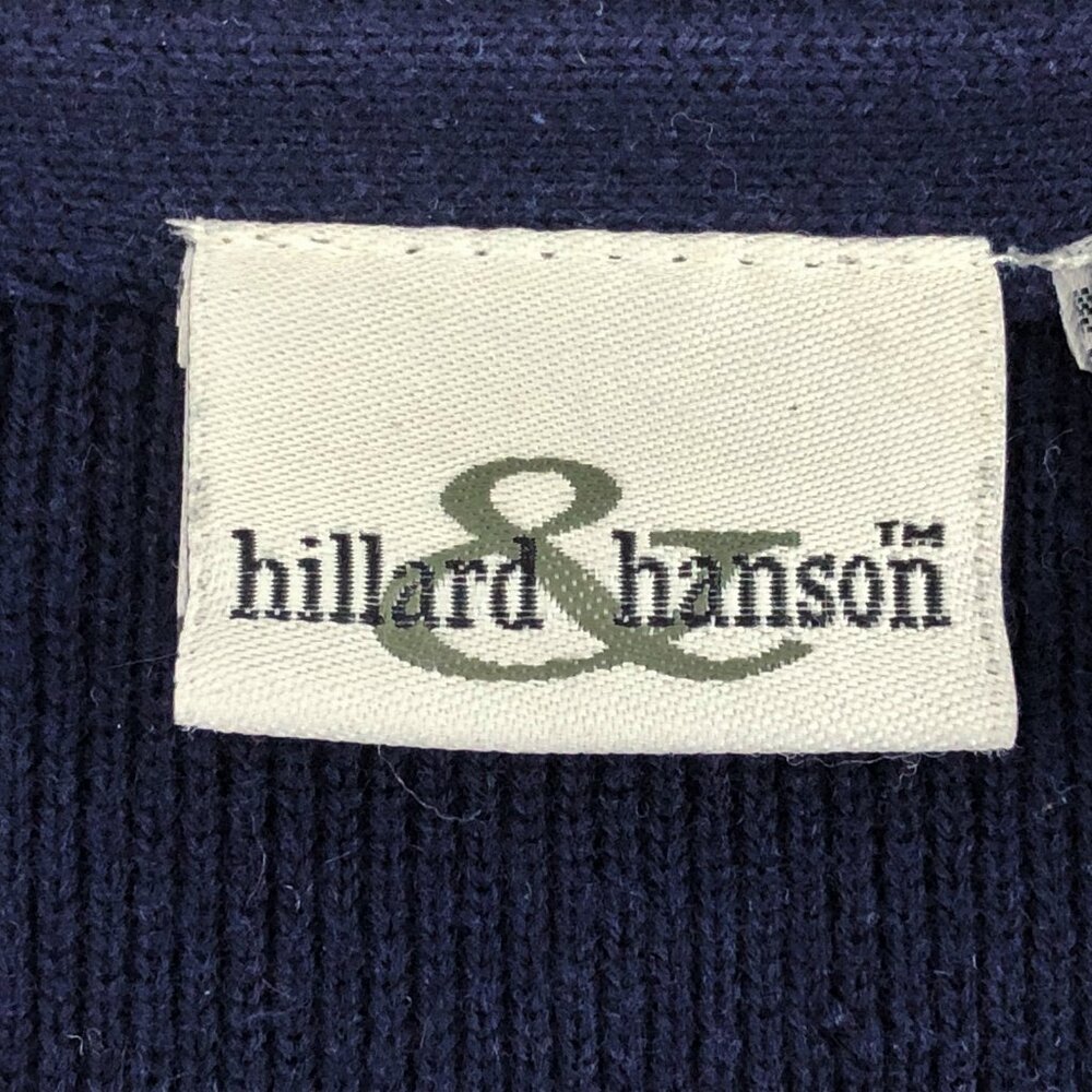 Hillard & Hanson Dark Blue Scalloped V-Neck Short Sleeve Cardigan Sweater Size M - Picture 5 of 10